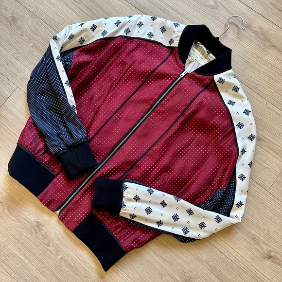 Rag & Bone Silk Print Bomber Jacket with Banded Trim US 4 - Picture 4 of 10